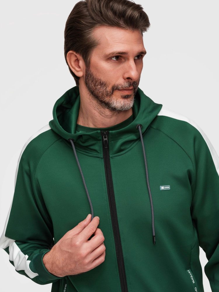 Mikina na zips s kapucňou zelená