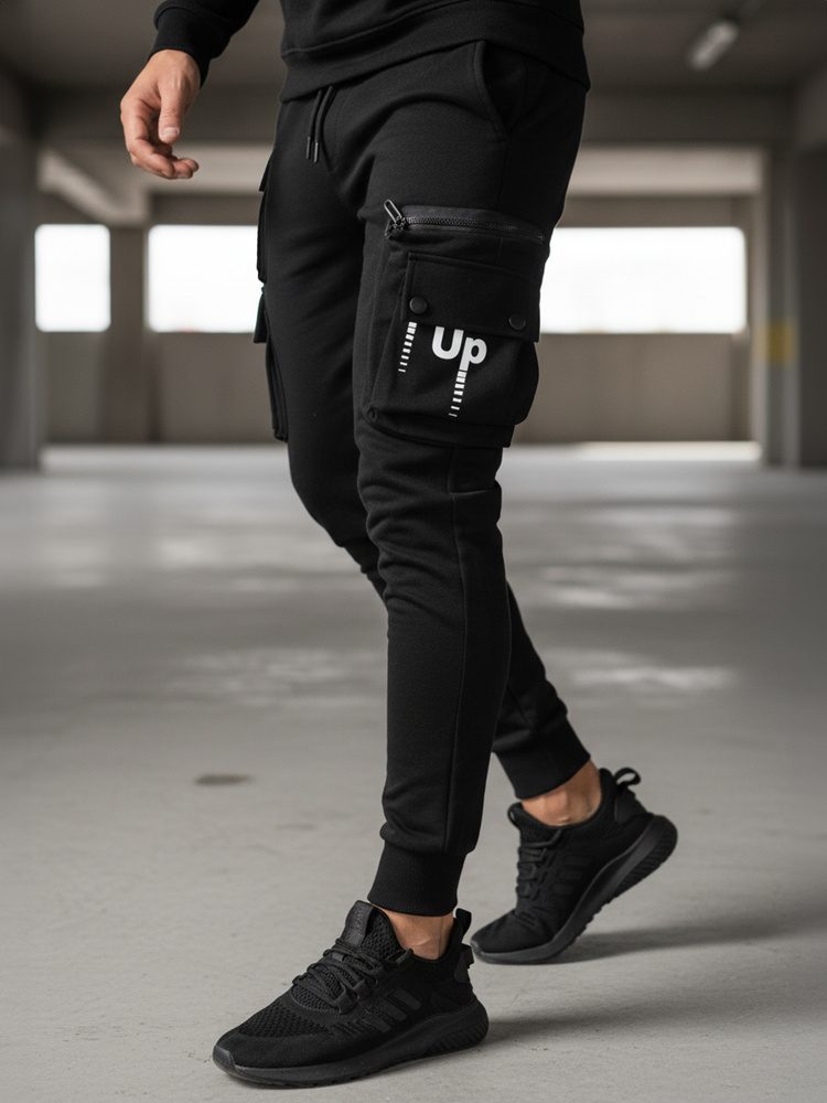 Trendy jogger kapsáčové nohavice pre pánov čierne