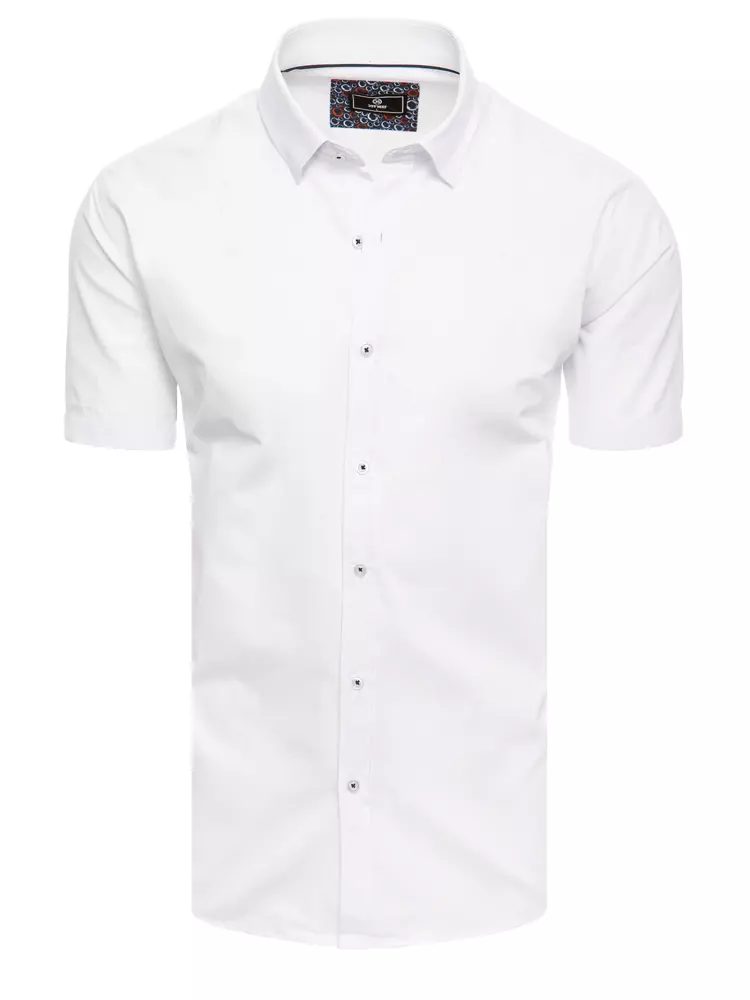 Jednofarebná košeľa s krátkym rukávom biela
