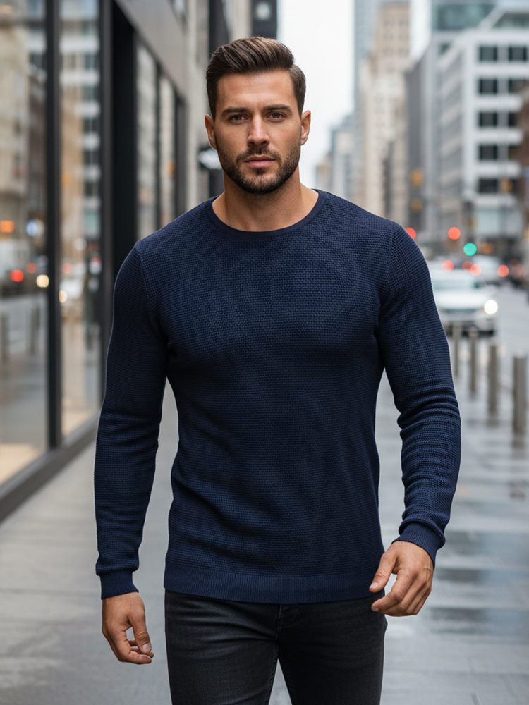 Štýlový sveter pre pánov modrý