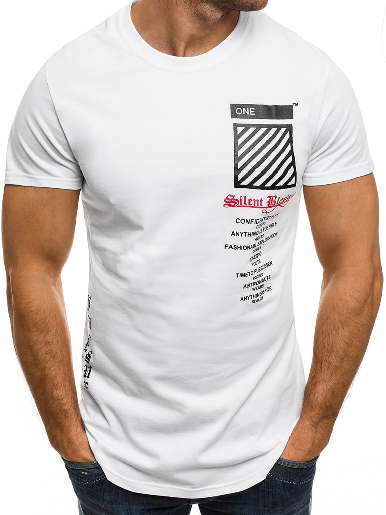 Dizajnové biele tričko J.STYLE SS085 - Budchlap.sk
