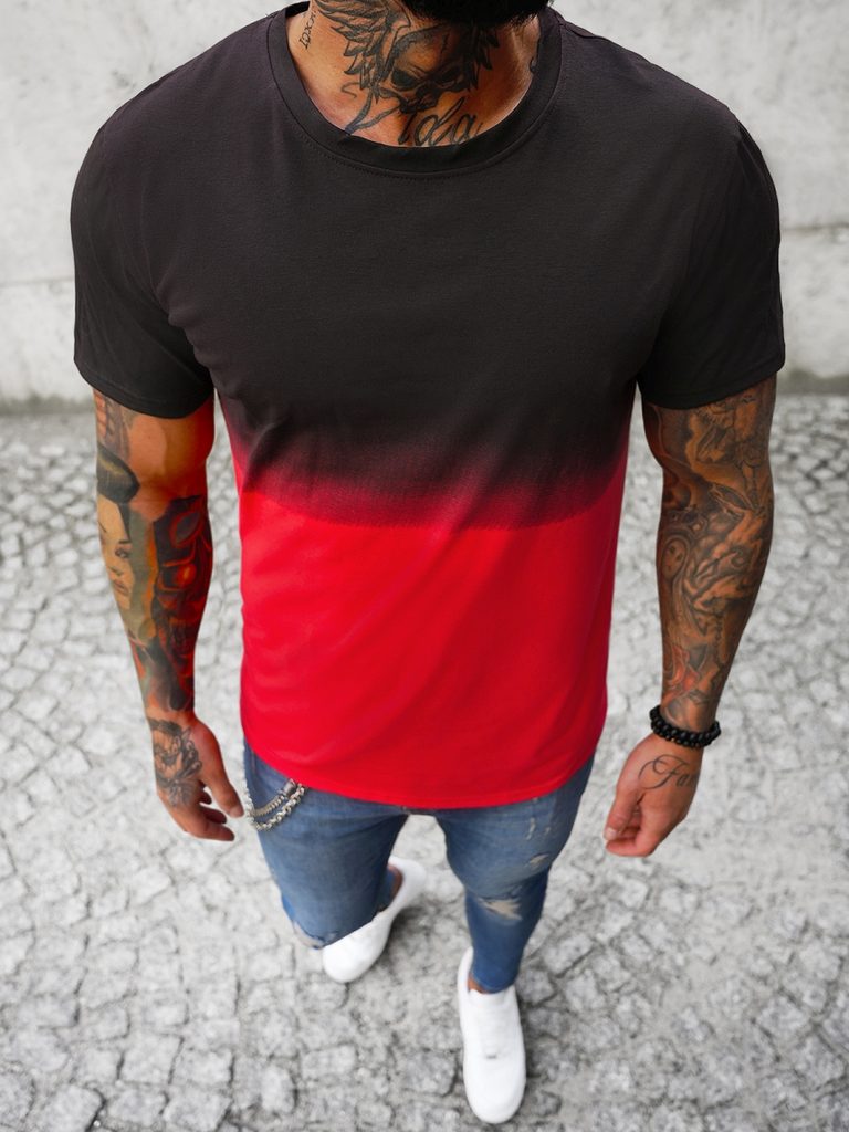 Tieňované moderné tričko v červenej farbe JS/8T81/1Z - Budchlap.sk