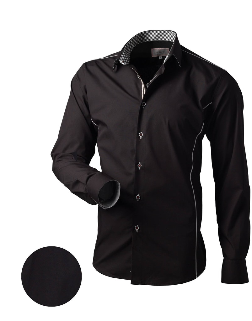 Čierna slim fit pánska košeľa V062 - Budchlap.sk
