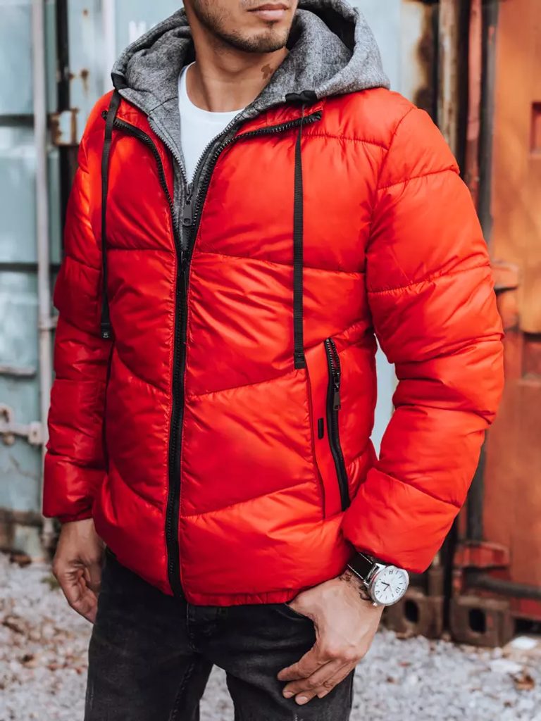 Červená štýlová prešívaná bunda na zimu - Budchlap.sk
