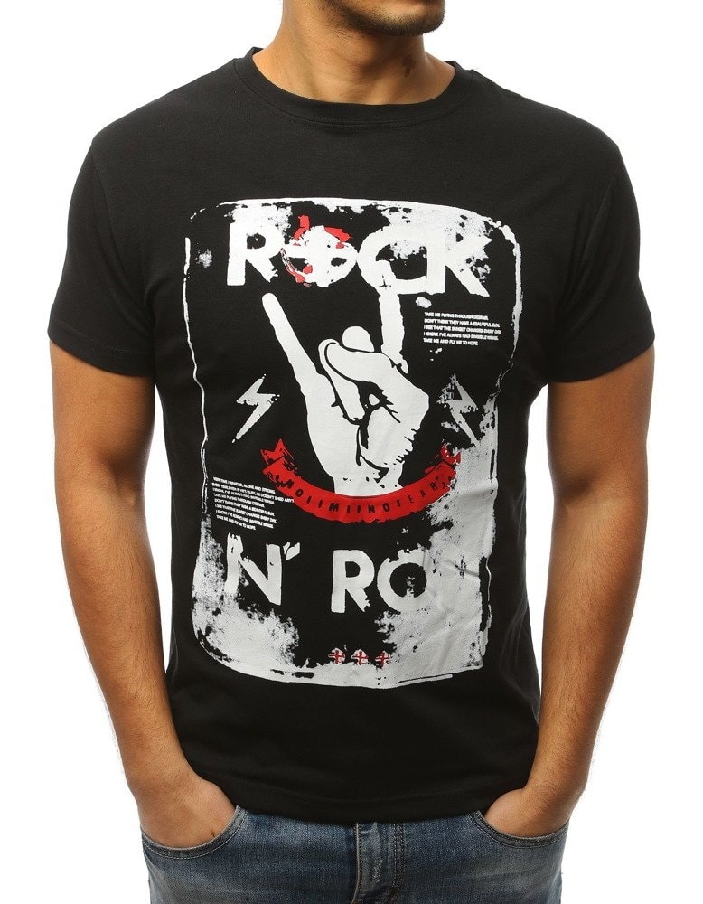 Moderné tričko ROCK N´ROLL v čiernej farbe - Budchlap.sk