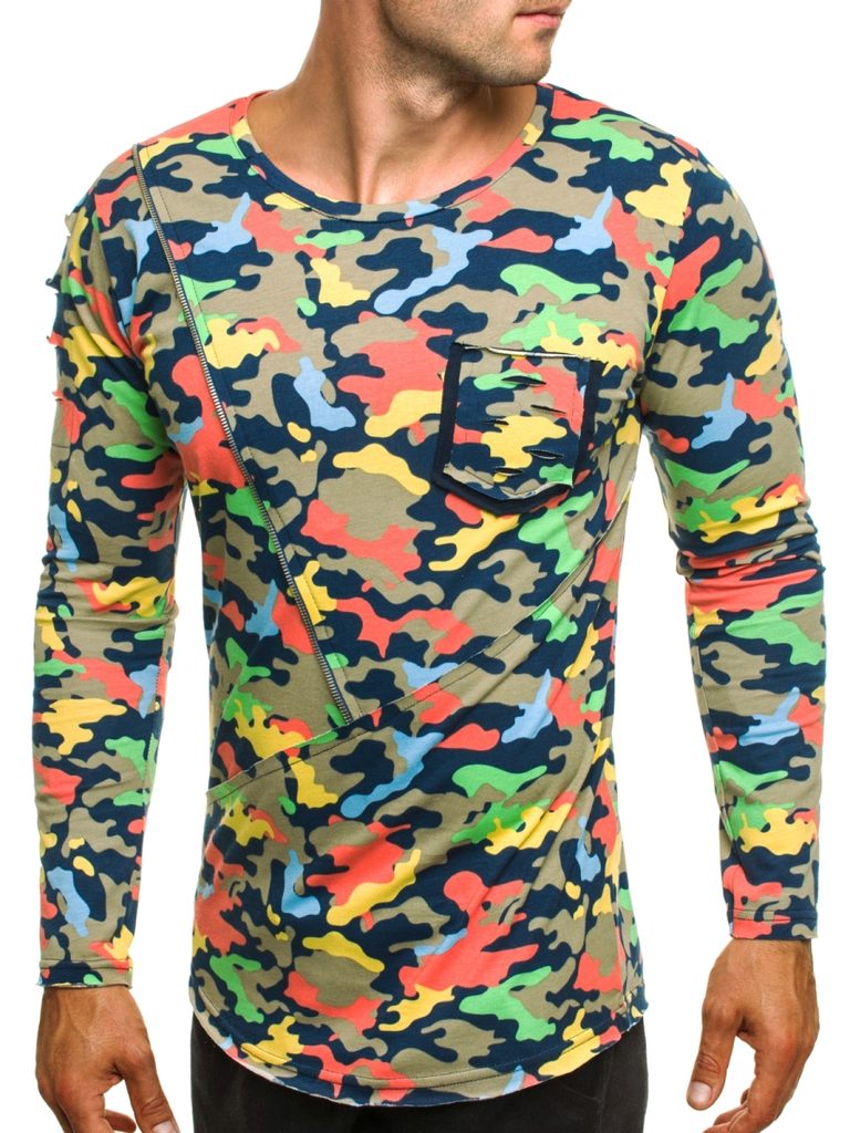 Farebné tričko s army vzorom ATHLETIC 1090 - Budchlap.sk