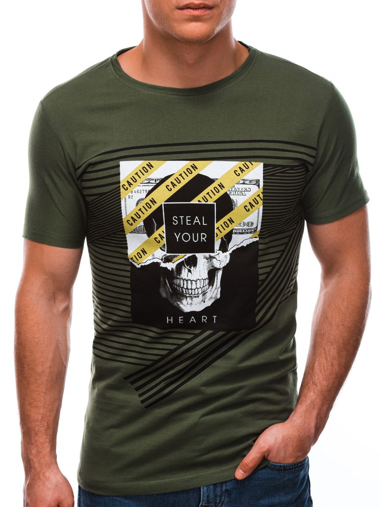 Zaujímavé khaki tričko Steal Your Heart S1469 - Budchlap.sk