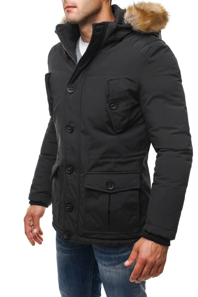 Elegantná čierna zimná bunda 3030 - Budchlap.sk