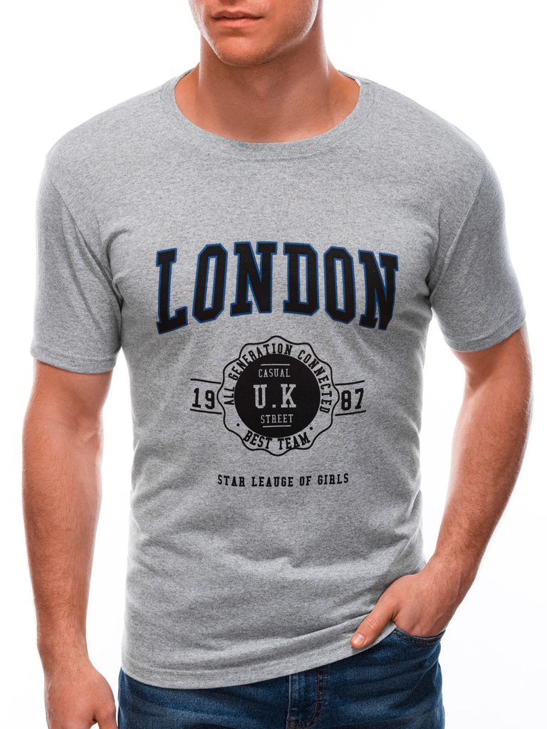 Šedé tričko z bavlny London S1595 - Budchlap.sk