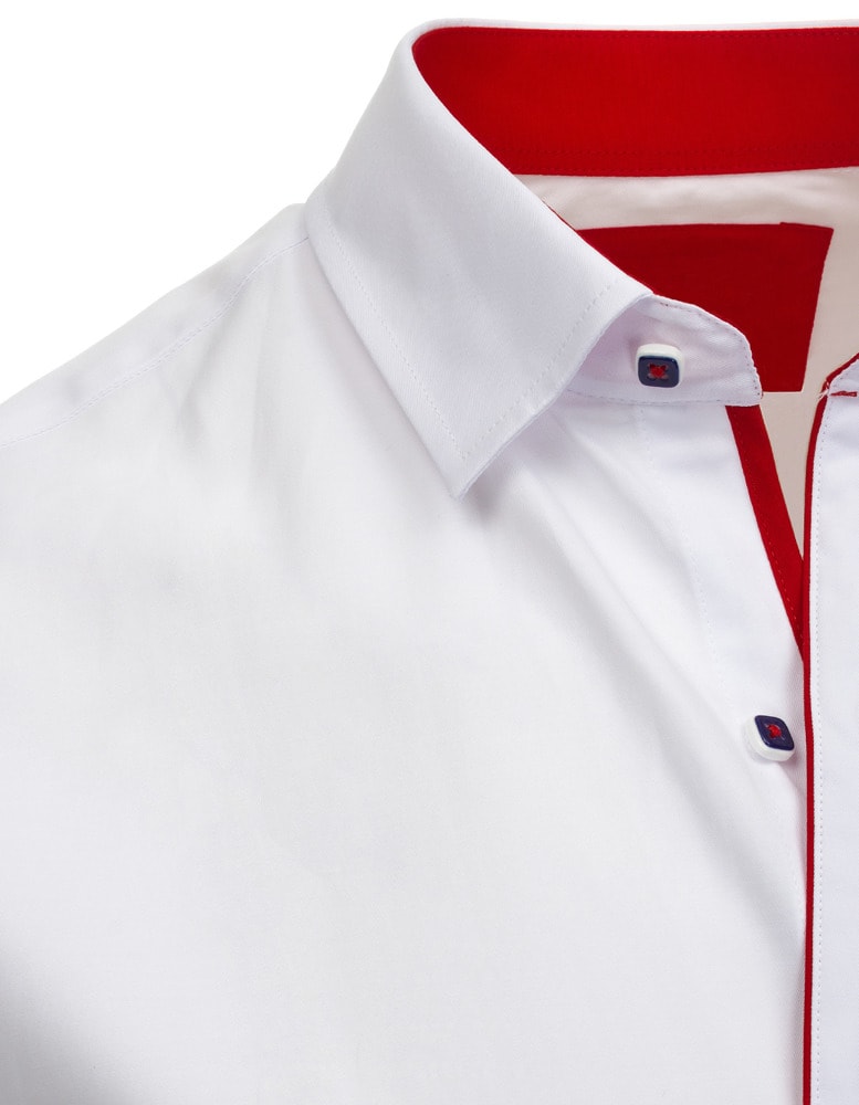 Biela košeľa s červeným doplnkom - Budchlap.sk