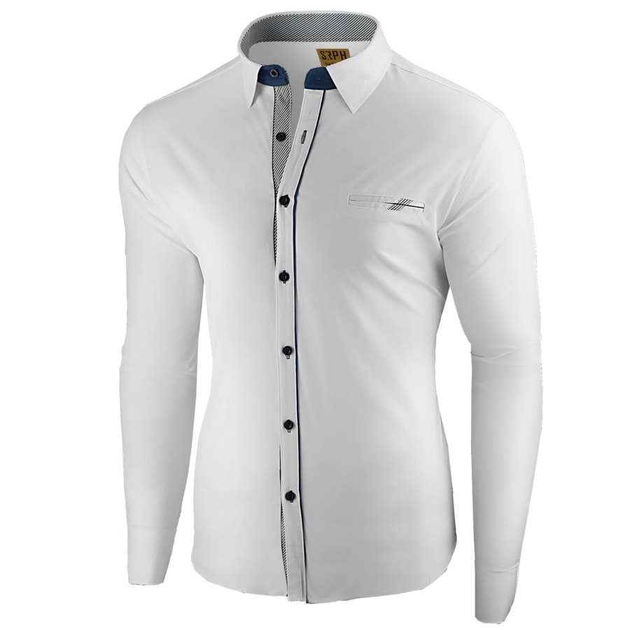 Elegantná biela pánska košeľa s ozdobným lemom - Budchlap.sk