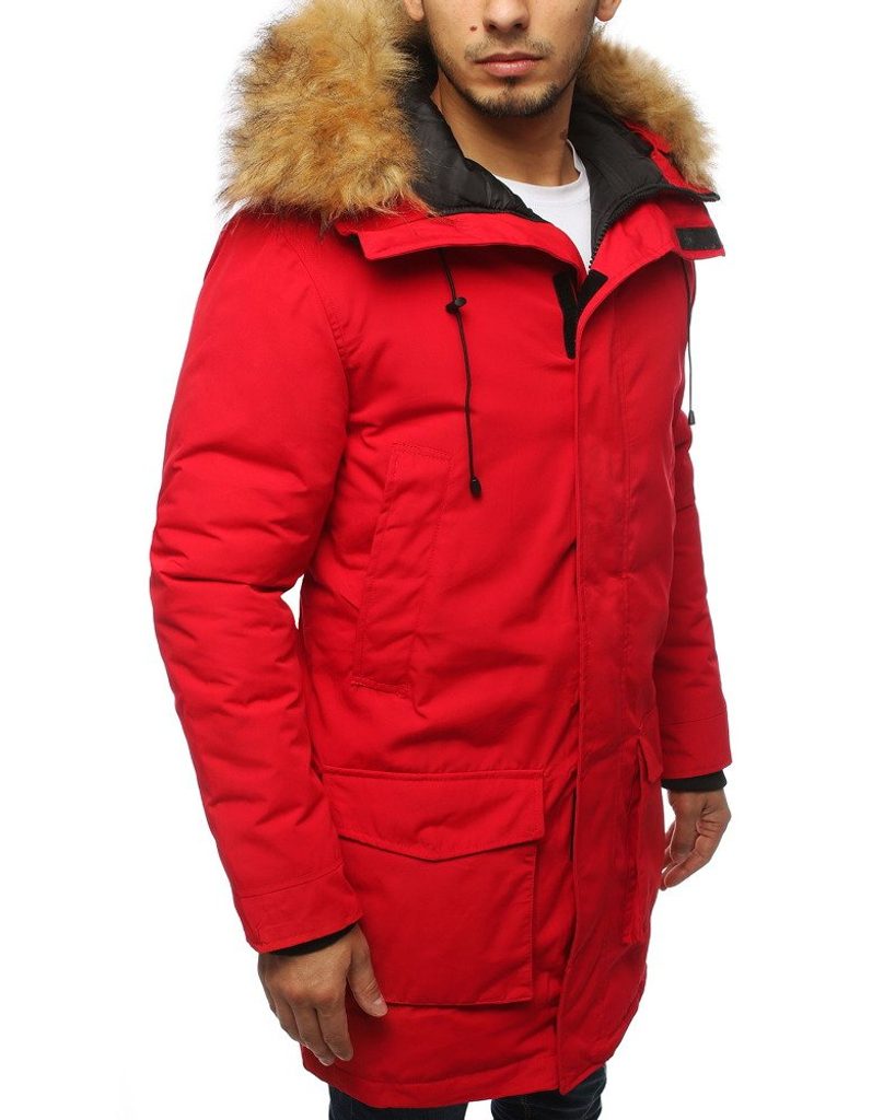 Štýlová zimná bunda v červenej farbe - Budchlap.sk