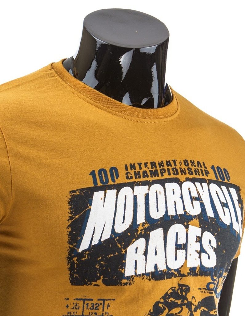 Žlté pánske tričko s krátkym rukávom pre motorkárov - Budchlap.sk