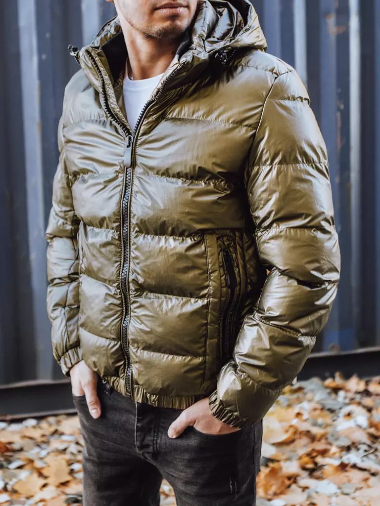 Originálna zimná bunda s kapucňou v khaki farbe - Budchlap.sk
