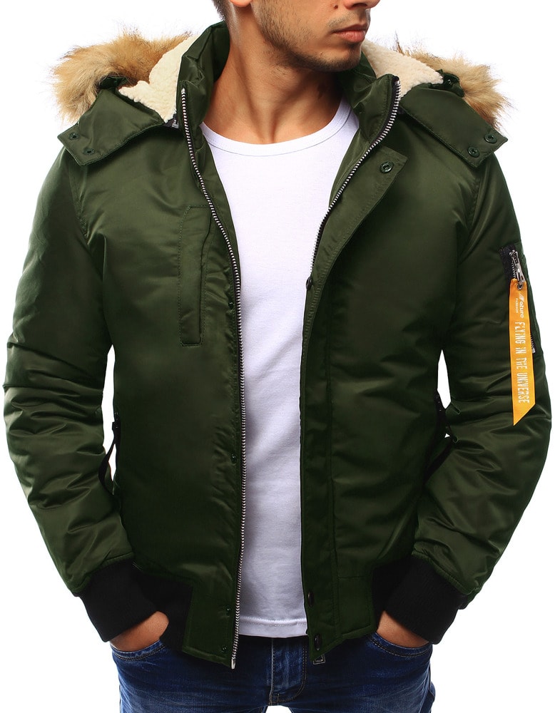 Zelená pánska bunda na zimu s kapucňou - Budchlap.sk