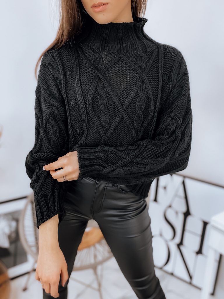 Mandy dámsky čierny sveter v zaujímavom prevedení - Budchlap.sk