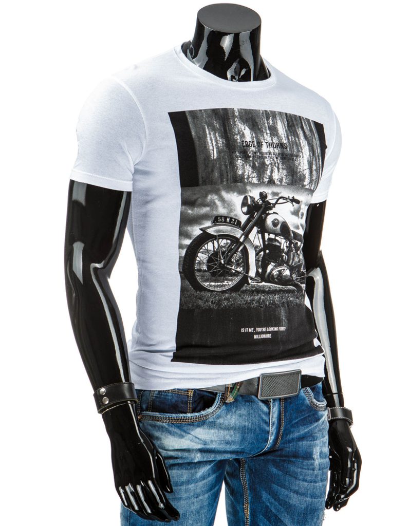 Biele pánske tričko s motorkou - Budchlap.sk