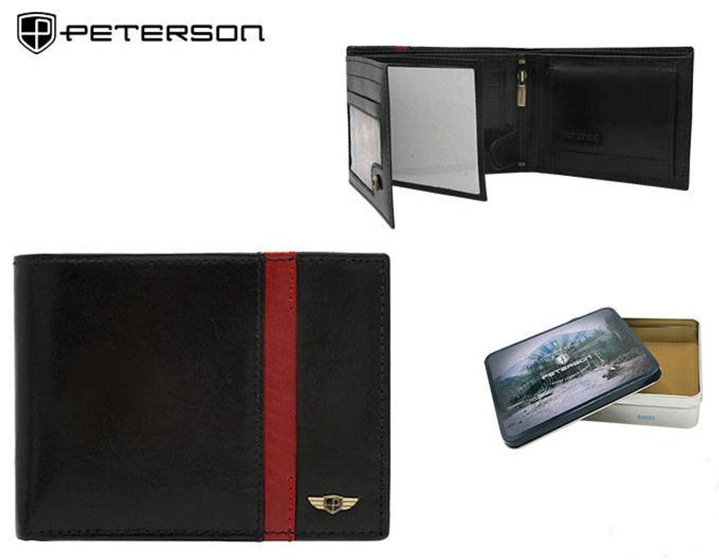 Elegantná čierna kožená peňaženka Peterson - Budchlap.sk