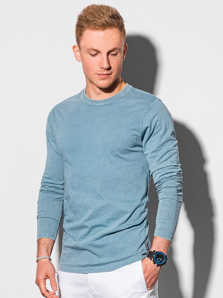 Svetlo-modré štýlové tričko s dlhým rukávom L131 - Budchlap.sk
