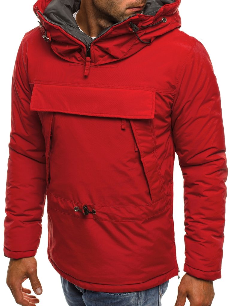 Výrazná červená zimná bunda s klokaním vreckom J.STYLE AK166 - Budchlap.sk