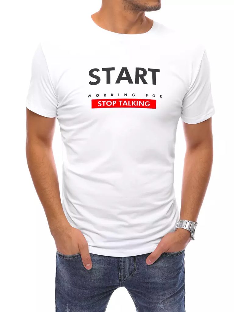 Biele tričko s nápisom Start - Budchlap.sk