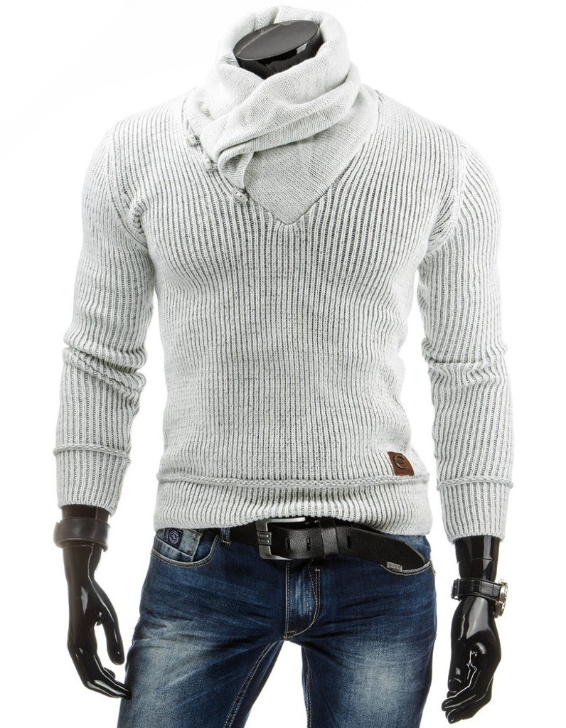 Biely sveter so šálovým golierom - Budchlap.sk