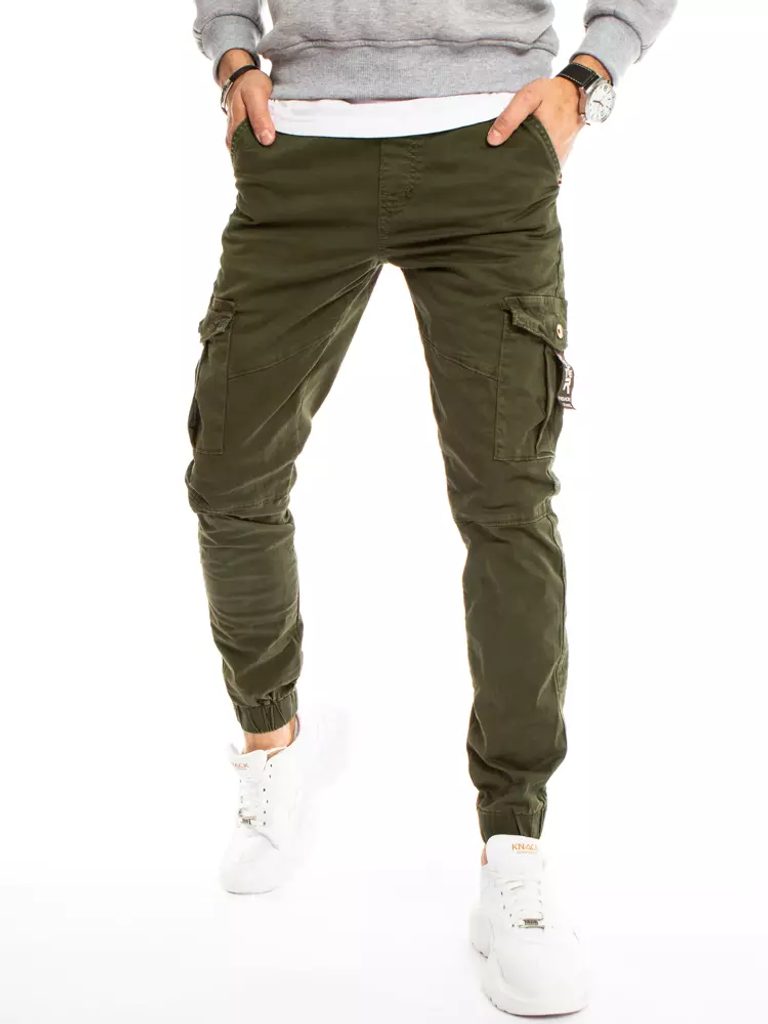 Trendové kapsáčové nohavice v khaki farbe - Budchlap.sk