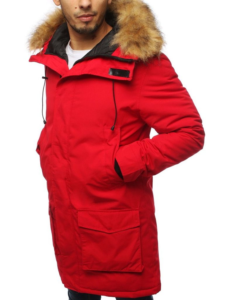 Štýlová zimná bunda v červenej farbe - Budchlap.sk