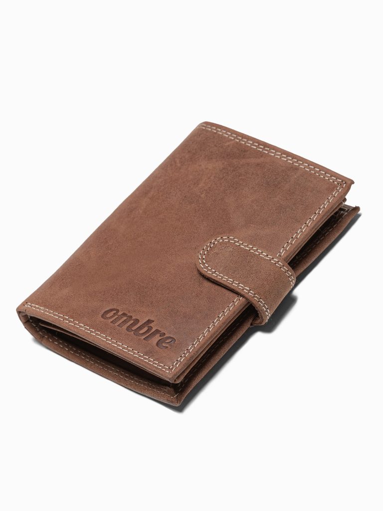 Svetlo-hnedá vertikálna kožená peňaženka na patentku A091 - Budchlap.sk