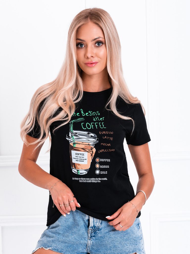 Neobyčajné dámske tričko Coffee v čiernej farbe SLR043 - Budchlap.sk