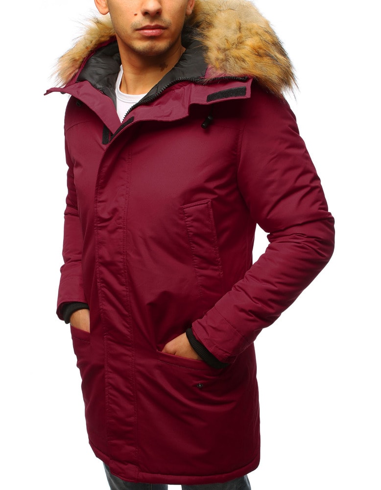 Bordová zimná bunda s praktickou kapucňou - Budchlap.sk
