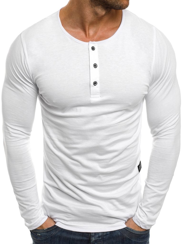 Všedné biele tričko s dlhým rukávom ATHLETIC 1114 - Budchlap.sk