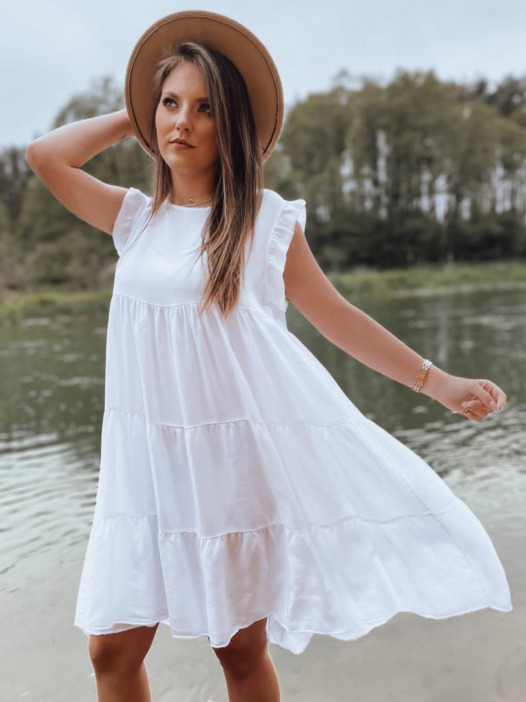Krásne ľahké letné šaty v bielej farbe Liria - Budchlap.sk