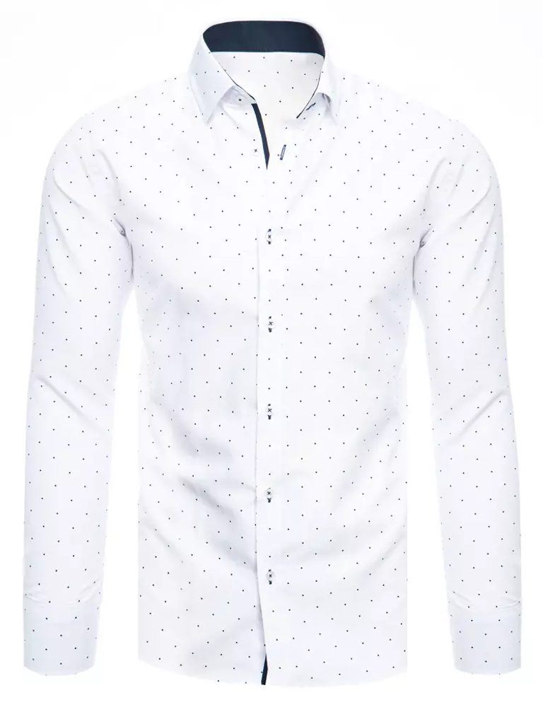 Biela pánska košeľa s nenápadným vzorom - Budchlap.sk