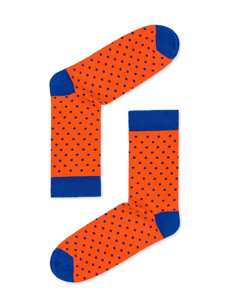 Oranžovo-modré pánske ponožky s bodkami U22 - Budchlap.sk