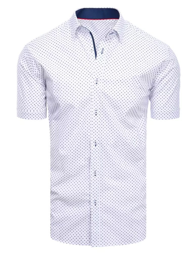 Biela košeľa so vzorom a krátkym rukávom - Budchlap.sk