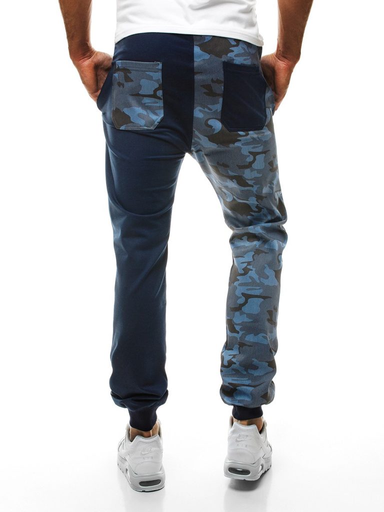 Modré dizajnové pánske teplákové nohavice 439 - Budchlap.sk