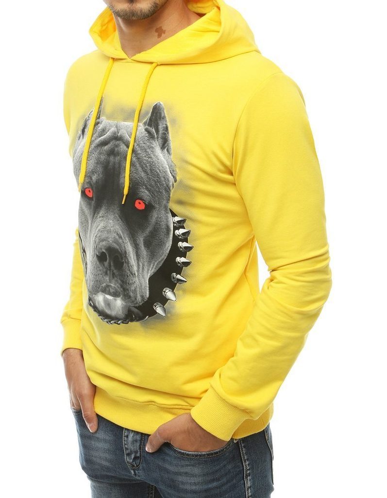 Trendová žltá mikina s potlačou psa - Budchlap.sk