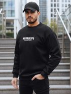 Čierna mikina bez kapucne so štýlovým nápisom