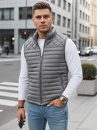 Moderná grafitová pánska vesta bez kapucne
