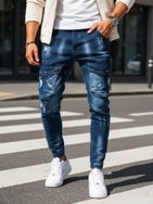 Džínsové nohavice s vreckami modré