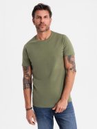 Basic khaki bavlnené tričko s okrúhlym výstrihom V6 TSBS-0236