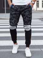 Maskáčové trendové tepláky v čiernej farbe