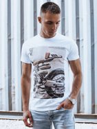 Originálne biele tričko s motívom motorky