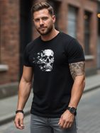Pánske čierne tričko s potlačou v dynamickom efekte