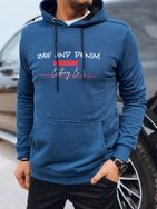 Trendy modrá pánska mikina s nápisom