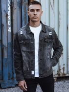 Trendy jeansová sivá pánska bunda