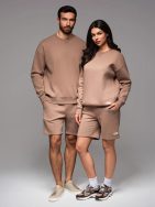 Unisex hnedá športová súprava (mikina+ kraťasy) V16 Z108