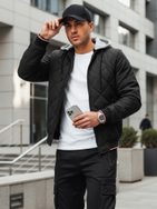 Moderná prešívaná čierna bomber bunda