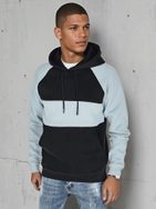 Pánska svetlo-modrá a čierna mikina s kapucňou